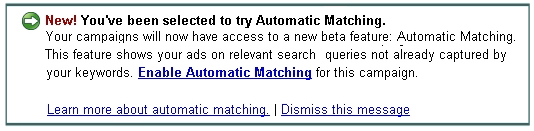 Google Automatic Match Beta