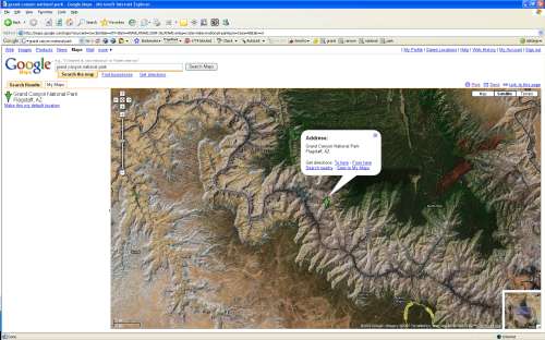 The Google Maps 'satellite' View of the Grand Canyon