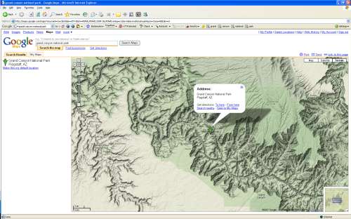 The Google Maps 'terrain' View of the Grand Canyon