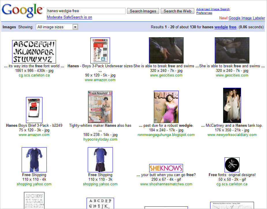 Results for Hanes Wedgie Free in Google Image Search